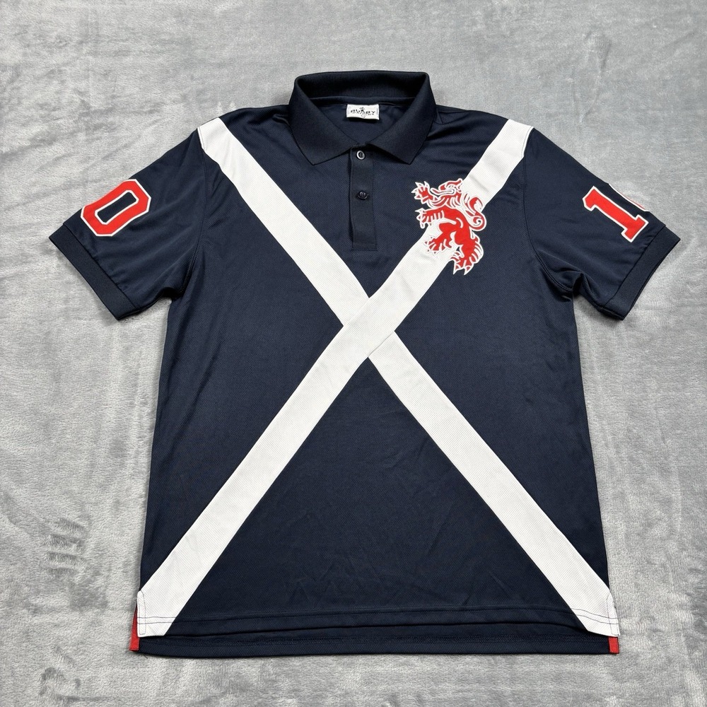 Rugby Nations Scotland Saltire & Lion Rampant Polo Shirt Mens Size Medium
